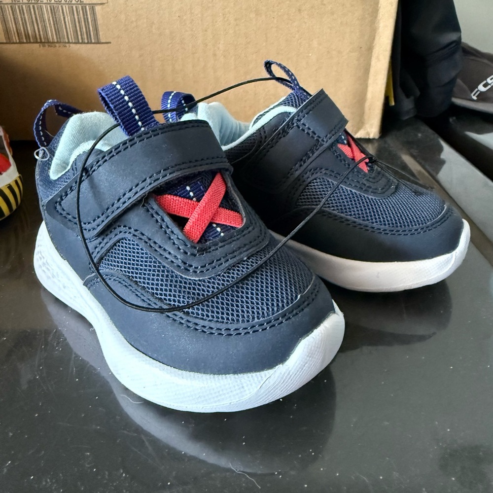 Cat & Jack Navy Sneakers with Red Highlights